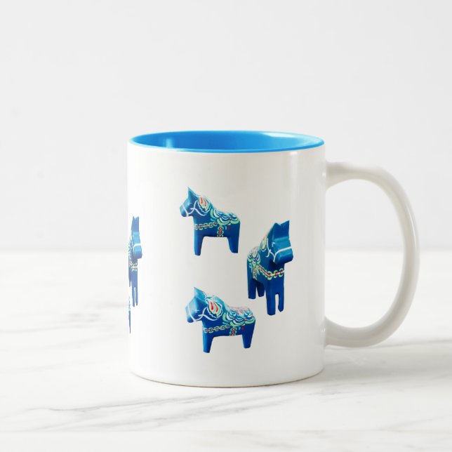 Blue Dala Pferde Zweifarbige Tasse (Rechts)