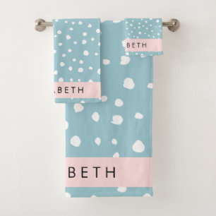 Blue Dalmatiner Spots, Dalmatiner Punkte, Ihr Name Badhandtuch Set