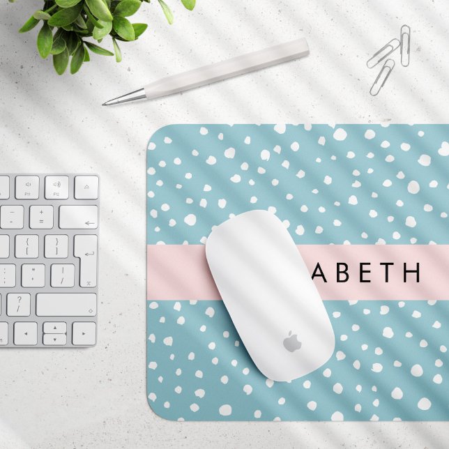 Blue Dalmatiner Spots, Dalmatiner Punkte, Ihr Name Mousepad (Von Creator hochgeladen)
