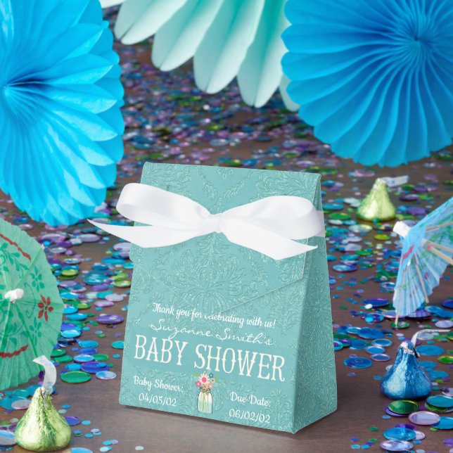 Blue Damask Baby Dusche Fevor Box Geschenkschachtel (Party)