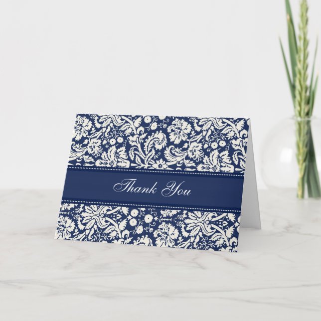 Blue Damask Baby Showherberge Danke (Vorderseite)