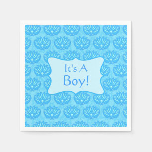 Blue Damask Baby's a Boy Ankündigung Serviette