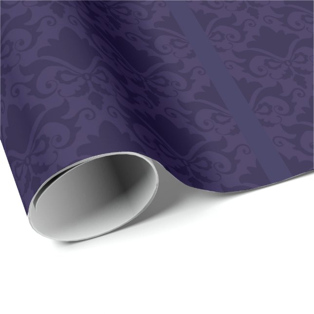 Blue Damask Bows Geschenkpapier (Rolleneckpunkt)