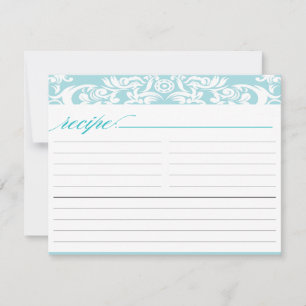 Blue Damask Brautparty Rezept Card