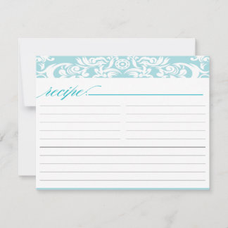 Blue Damask Brautparty Rezept Card