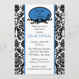 Blue Damask Bridal Dusche Einladung
