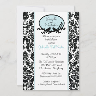Blue Damask Bridal Dusche Einladung