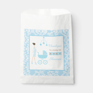 Blue Damask Brünett Frauenbaby-Dusche Geschenktütchen