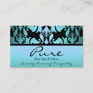 Blue Damask Business Card Visitenkarte