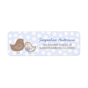 Blue Damask Chicks Boy Baby Dusche Adressenschilde