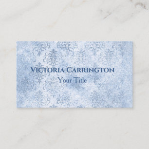 Blue Damask Elegante Vintage Typografie Visitenkarte