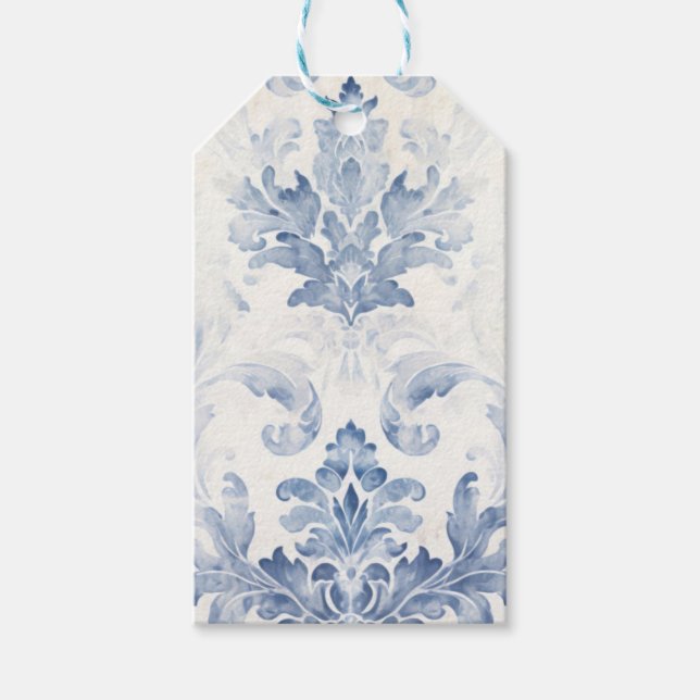 Blue Damask Geschenkanhänger (Vorderseite)