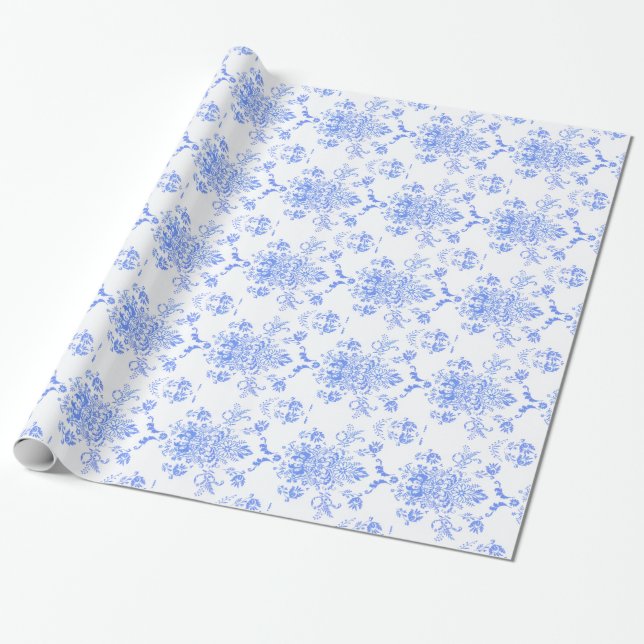 Blue Damask Geschenkpapier (Ungerollt)