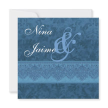 Blue Damask Hochzeit Einladung E403