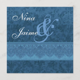 Blue Damask Hochzeit Einladung E403