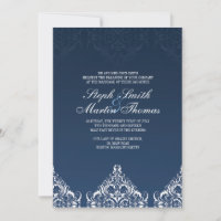 Blue Damask Hochzeitseinladung
