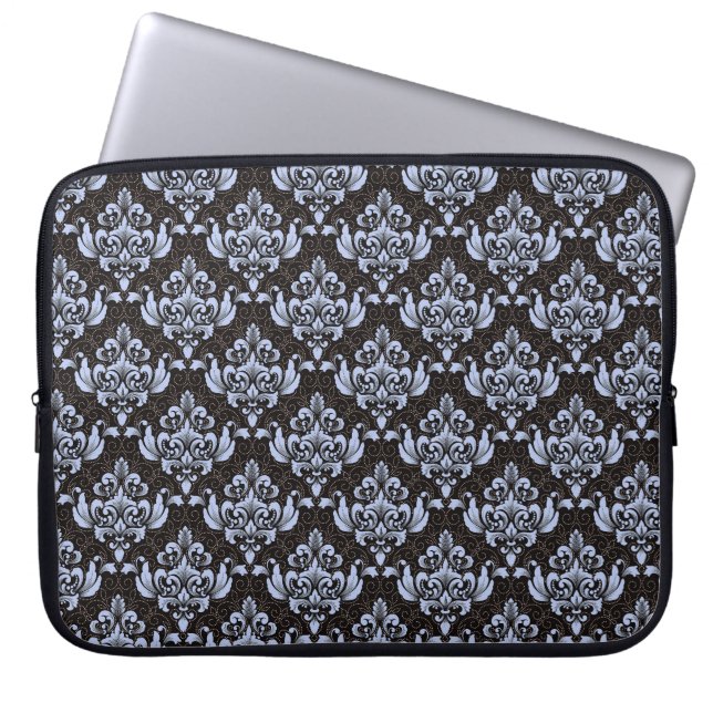 Blue Damask Laptop Sleeve (Vorderseite)