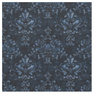 Blue Damask on Dark Blue Stoff