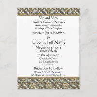 Blue Damask on Grey Wedding Einladung