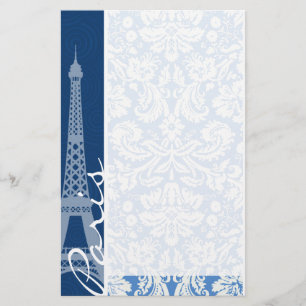 Blue Damask; Paris Briefpapier