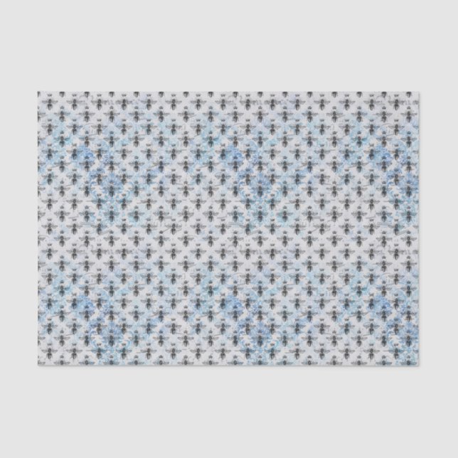 Blue Damask Queen Bee Seidenpapier (Vorderseite)