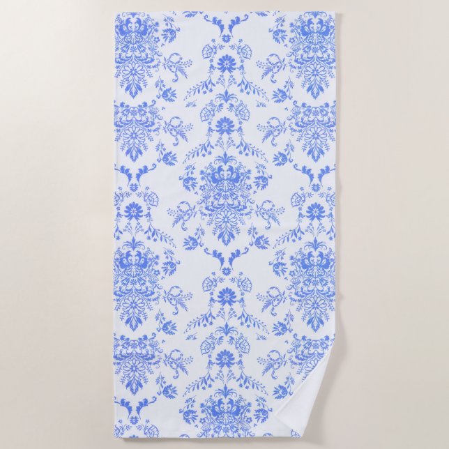 Blue Damask Strandtuch (Vorderseite)