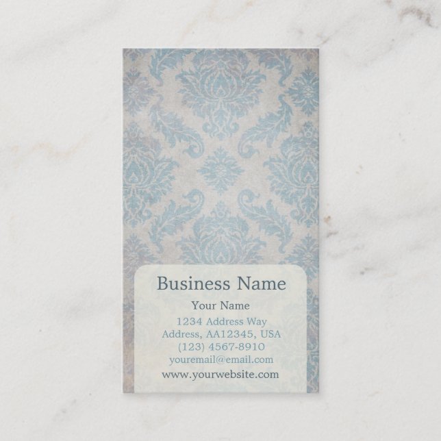 Blue Damask Termin Business Card (Vorderseite)