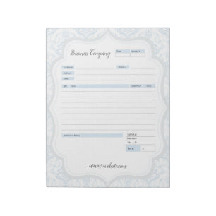 Blue Damask Theme Order Form und Anrufbemerkungs-E Notizblock