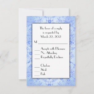 Blue Damask UAWG mit Menüauswahl RSVP Karte