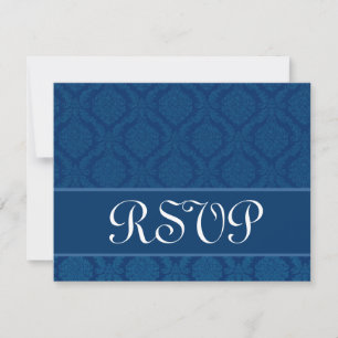 Blue Damask UAWG Wedding Response Card RSVP Karte