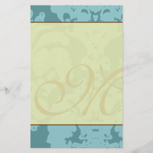 Blue Damask & Warm Briefpapier