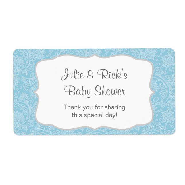 Blue Damask Water Flasche Gefallen - anpassen Sie  (Vorne)