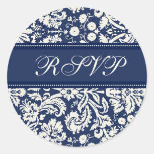 Blue Damask Wedding UAWG Umschlag Aufkleber
