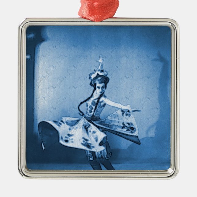 Blue Dancer Digital Art Ornament Aus Metall (Vorne)