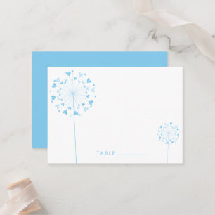 Blue Dandelion Blume Liebe Herzen Sommerhochzeit Platzkarte