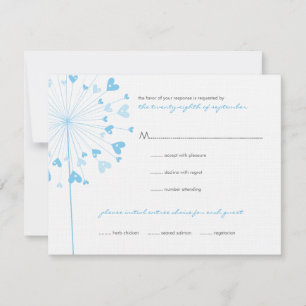 Blue Dandelion Blume Liebe Wedding RSVP Card