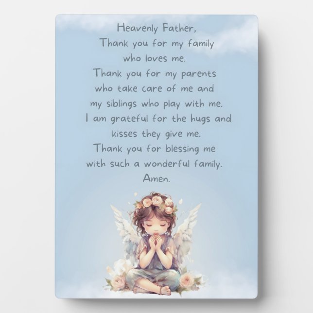 Blue Danke Child Prayer Tabletop Plaque Fotoplatte (Vorderseite)