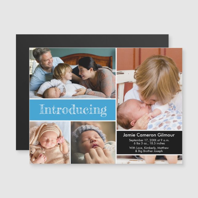 Blue Danke, dass Sie das zweite Baby-Foto vorstell Magnetkarte (Vorne/Hinten)