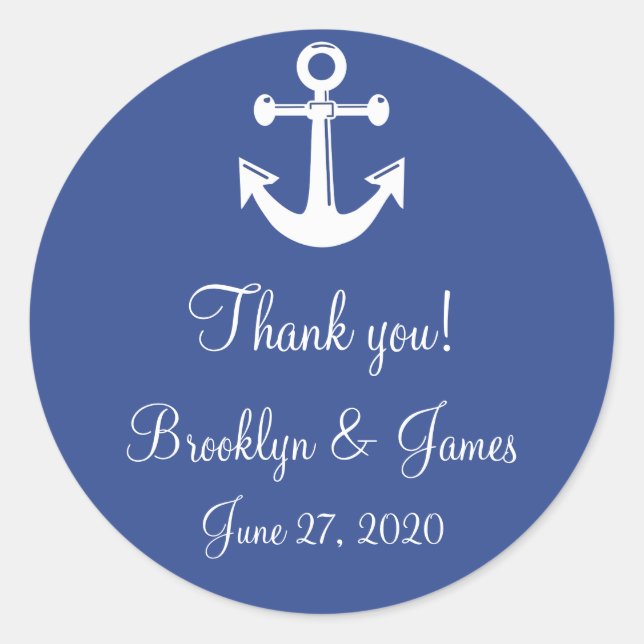 Blue Danke Nautical Wedding Stickers (Vorderseite)