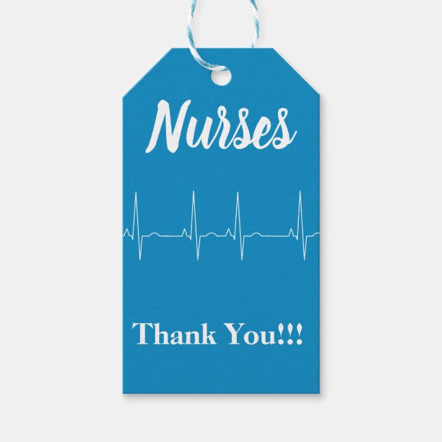 Blue Danke Nurses Heartbeat Geschenkanhänger (Vorderseite)