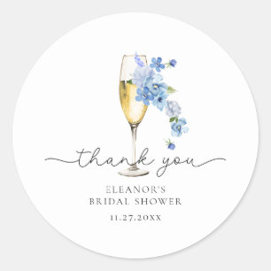 Blue Danke Petals & Prosecco Brautparty Runder Aufkleber