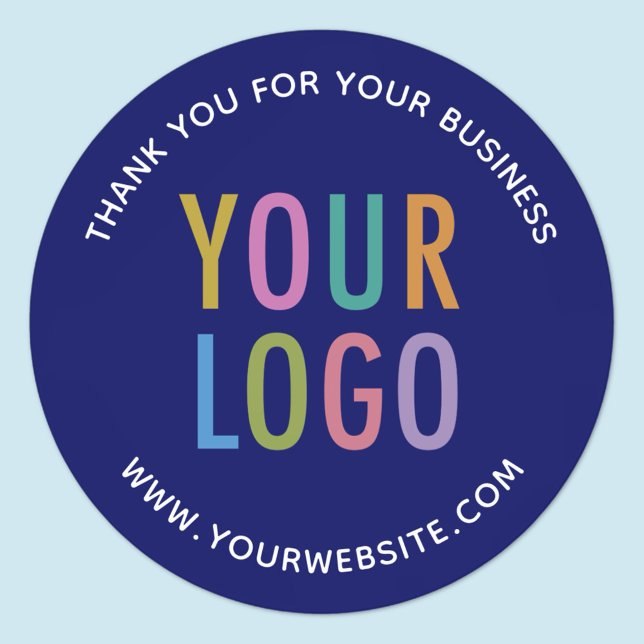 Blue Dankeschön Stickers Company Logo Custom Label (MISOOK Blue Round Business Thank You Sticker)