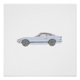 Blue Datsun 240Z Sportwagen Perfekt Poster