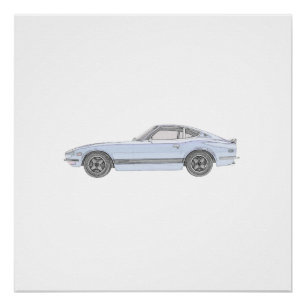 Blue Datsun 240Z Sportwagen Perfekt Poster