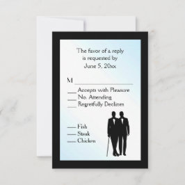 Blue Day Gay Wedding mit Menü RSVP Karte