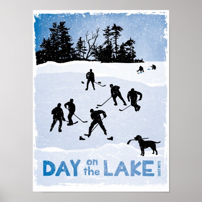 Blue Day on Lake Pond Hockey Poster (Vorne)