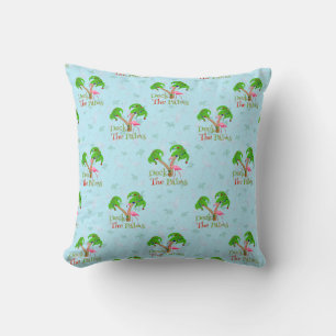 Blue Deck The Palms Tropical Christmas Santa Flami Kissen