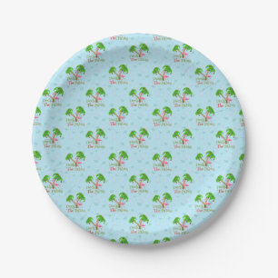 Blue Deck The Palms Tropical Christmas Santa Flami Pappteller