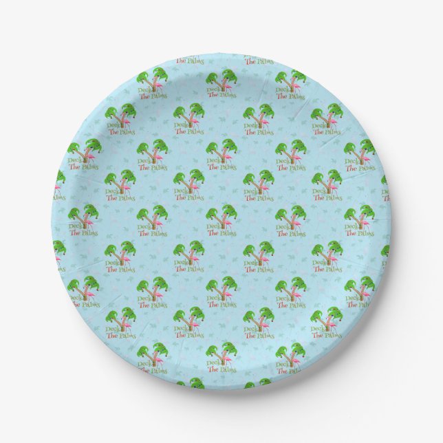 Blue Deck The Palms Tropical Christmas Santa Flami Pappteller (Vorderseite)