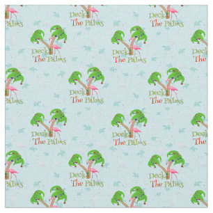 Blue Deck The Palms Tropical Christmas Santa Flami Stoff